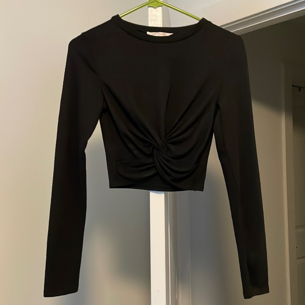 Black long sleeve versatile crop top for work or a night out